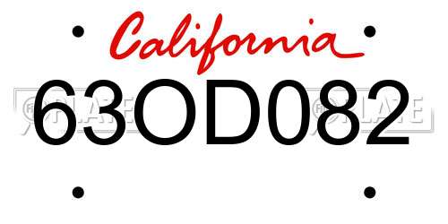 63OD082 California License Plate