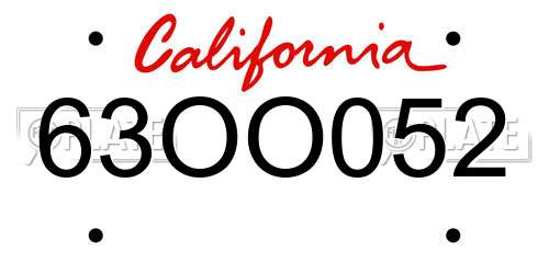 63OO052 California License Plate