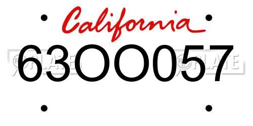 63OO057 California License Plate