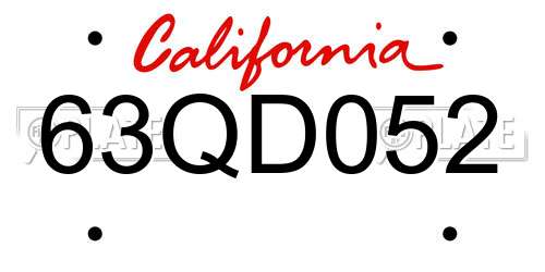 63QD052 California License Plate