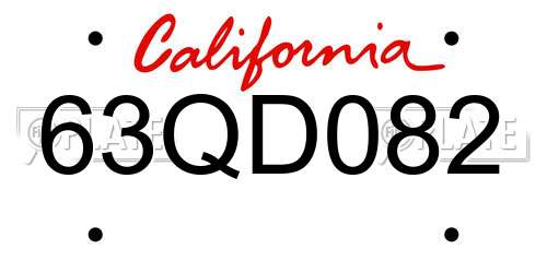 63QD082 California License Plate
