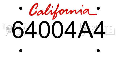 64004A4 California License Plate
