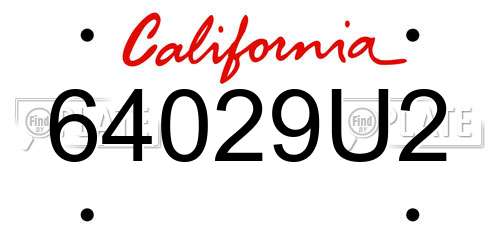 64029U2 California License Plate