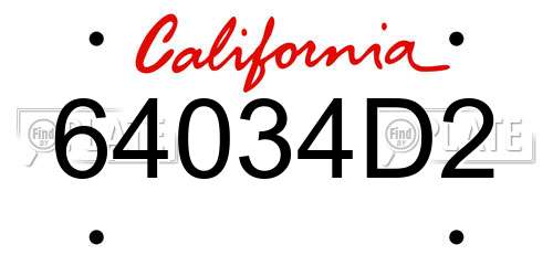 64034D2 California License Plate