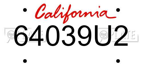 64039U2 California License Plate