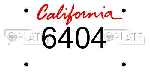 6404 California License Plate