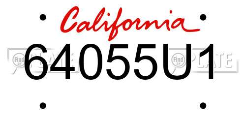 64055U1 California License Plate