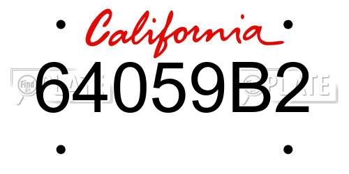 64059B2 California License Plate