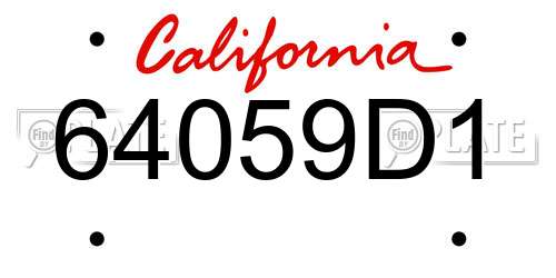 64059D1 California License Plate
