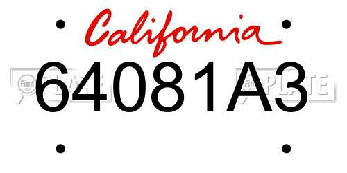 64081A3 California License Plate