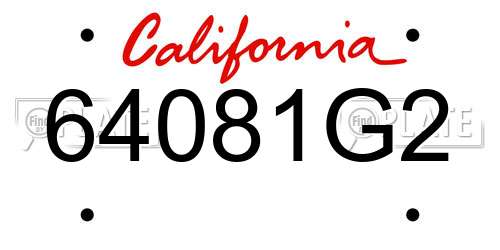 64081G2 California License Plate