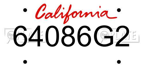 64086G2 California License Plate