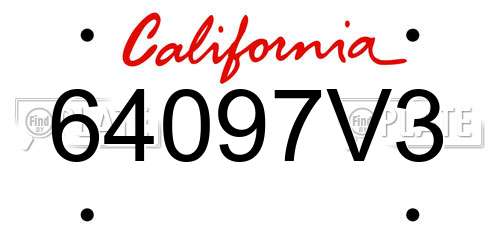 64097V3 California License Plate