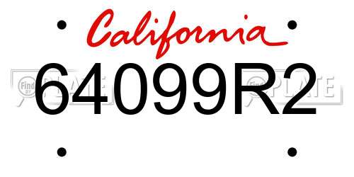 64099R2 California License Plate