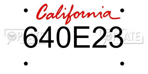 640E23 California License Plate