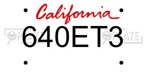 640ET3 California License Plate
