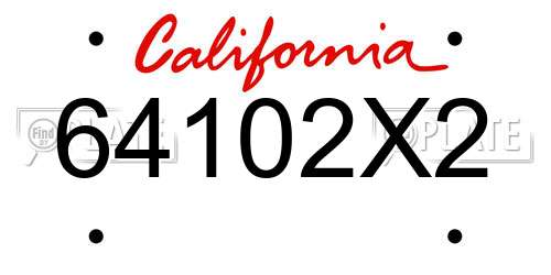 64102X2 California License Plate
