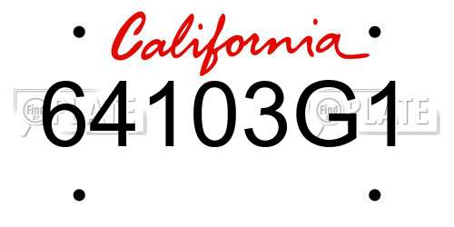 64103G1 California License Plate