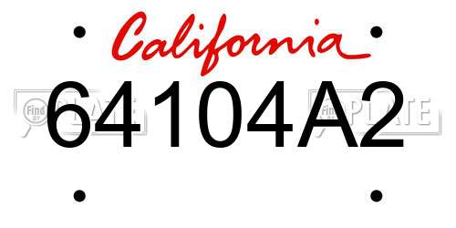 64104A2 California License Plate