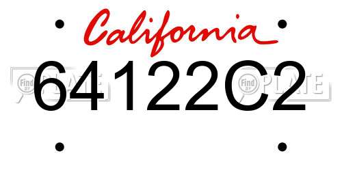 64122C2 California License Plate