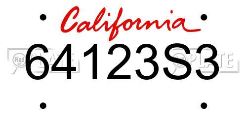 64123S3 California License Plate
