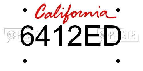 6412ED California License Plate