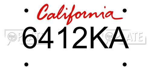 6412KA California License Plate