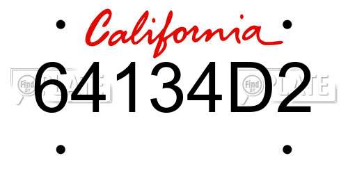 64134D2 California License Plate