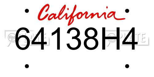 64138H4 California License Plate