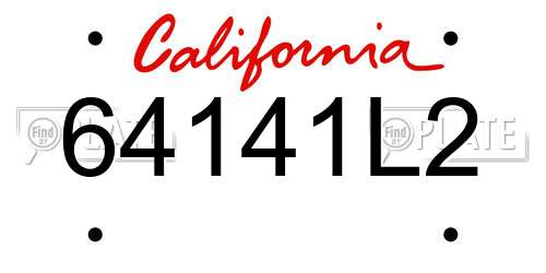 64141L2 California License Plate