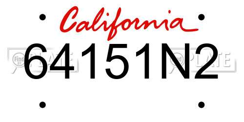 64151N2 California License Plate