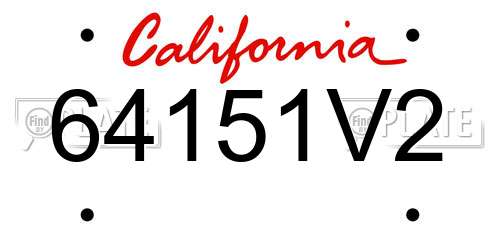 64151V2 California License Plate