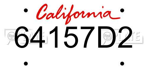 64157D2 California License Plate