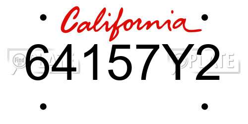 64157Y2 California License Plate