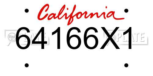 64166X1 California License Plate
