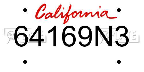 64169N3 California License Plate