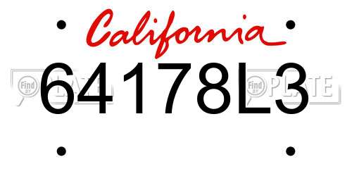 64178L3 California License Plate