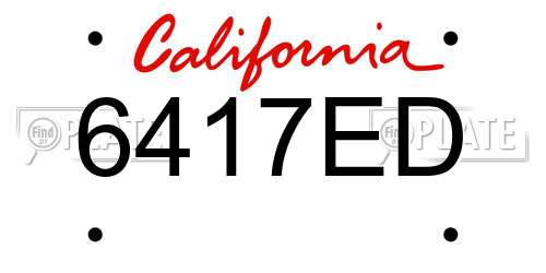 6417ED California License Plate