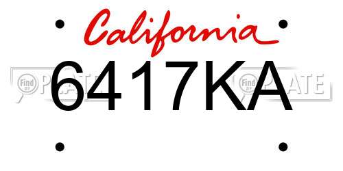 6417KA California License Plate