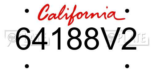 64188V2 California License Plate