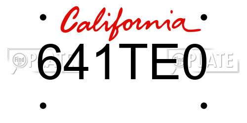 641TE0 California License Plate