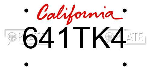 641TK4 California License Plate