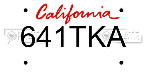 641TKA California License Plate