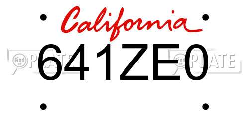 641ZE0 California License Plate