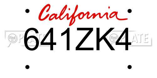 641ZK4 California License Plate