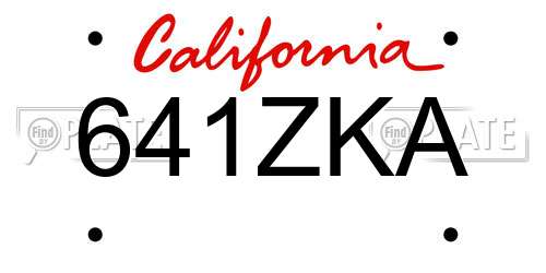641ZKA California License Plate