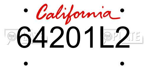 64201L2 California License Plate