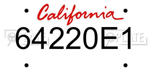 64220E1 California License Plate
