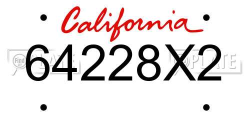 64228X2 California License Plate