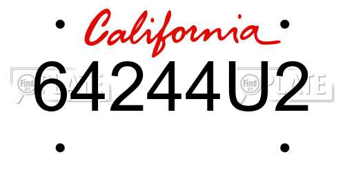 64244U2 California License Plate